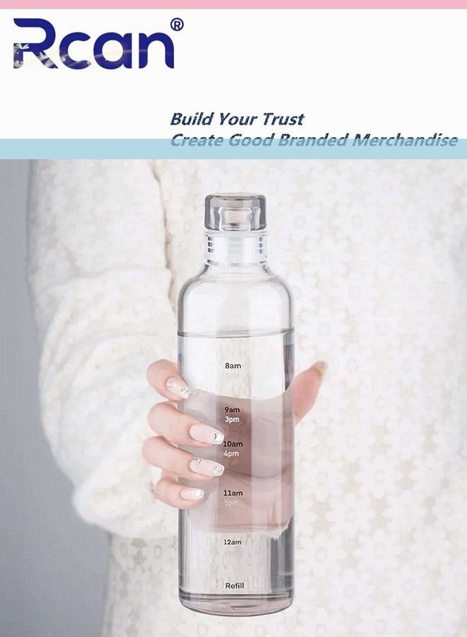 Rcan زجاجة مياه من زجاج بوروسيليكات عالي مع علامات زمنية، 550 مل/19 أونصة، رمادي متدرج، زجاجة مياه محكمة الغلق معزولة مانعة للتسرب للرياضات للأطفال والبالغين والسفر خالية من مادة BPA - Image 2